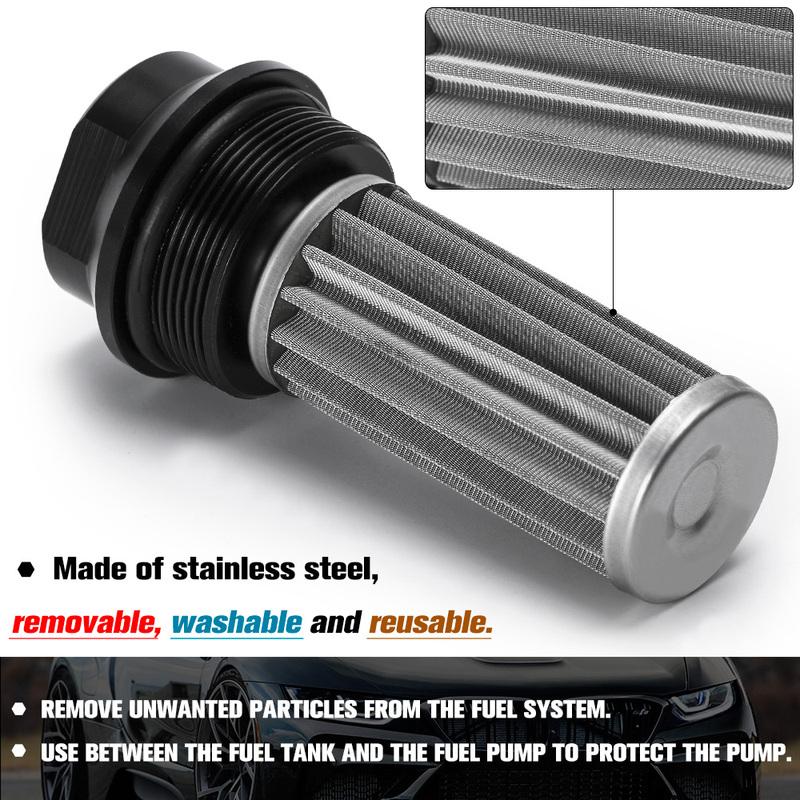VR -Universal Car Racing In-Line Fuel Oil Filter With AN6/AN8 Fittings Adapter and 100 Micron Steel Element VR5565