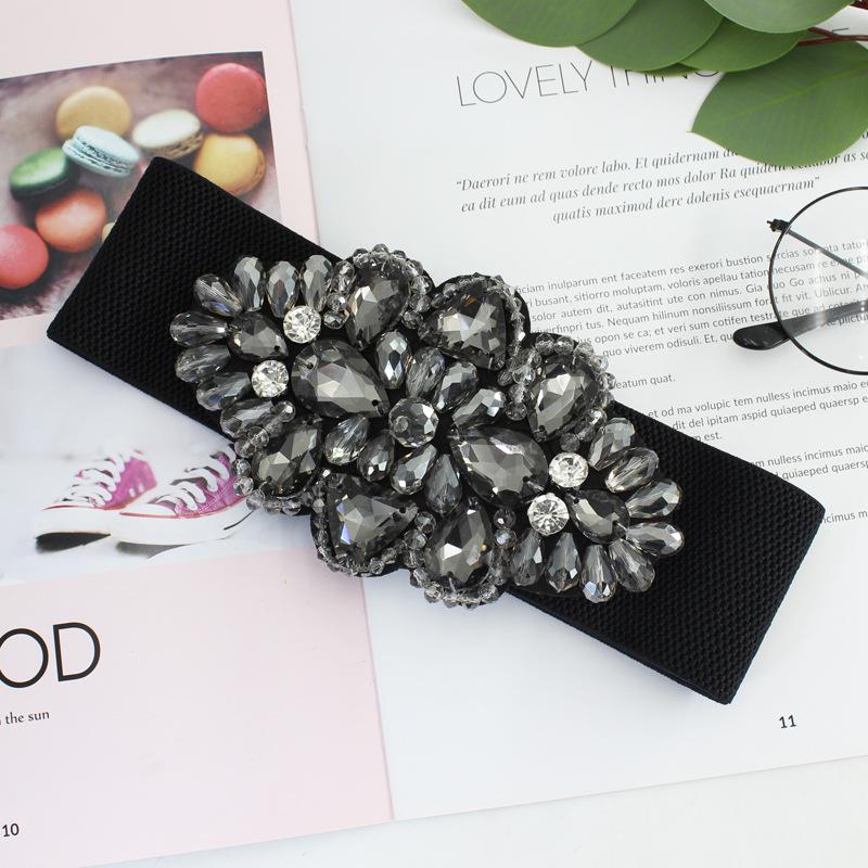 Эластичный пояс Женственная элегантность Кристалл Бриллиант Декоративное платье Широкий эластичный пояс Три цвета на выбор