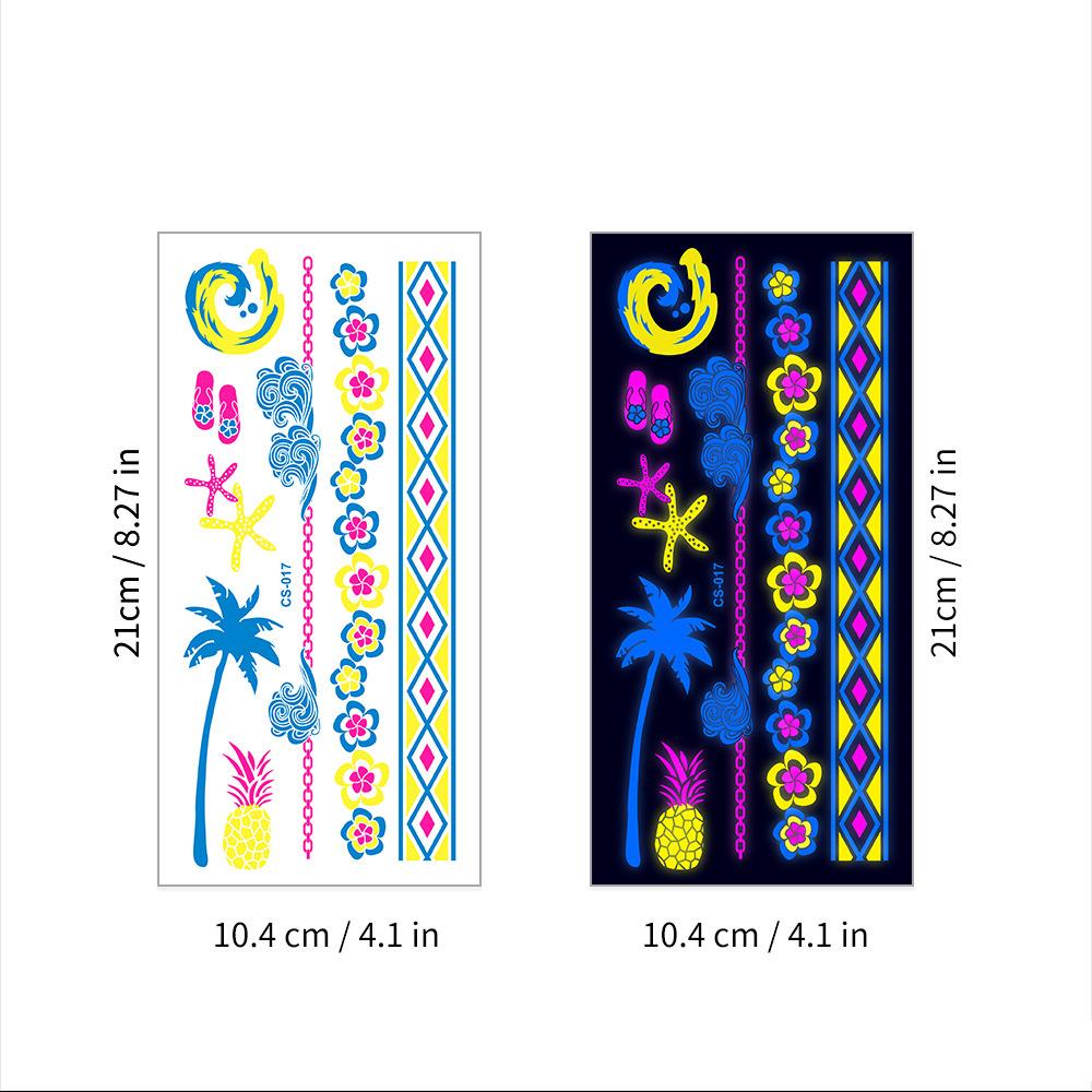 Halloween Fluorescent Stickers Funny Arm Ghost Face Waterproof Tattoo Stickers Women Men Party Supplies Masquerade Cosplay Props