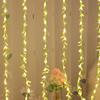 2/3M 20LED Leaf String Lights USB Plug Willow занавес Lamp Спальня Декоративная имитация зеленого листового ротанга Медная проволока Light