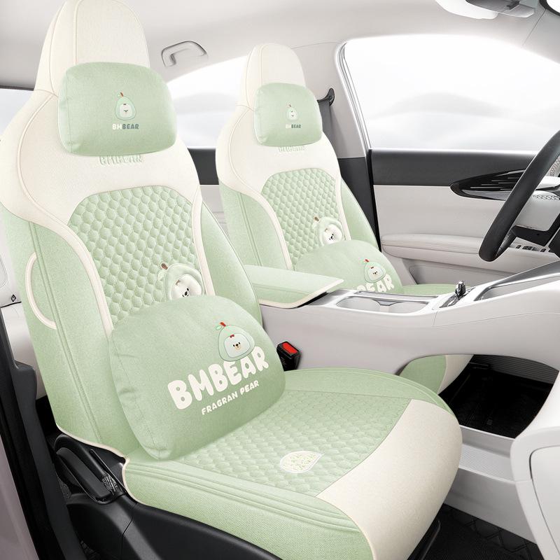 Мультяшные льняные чехлы на сиденья Geely Star Wish, Полное покрытие, Всесезонные дышащие подушки для автомобилей UP