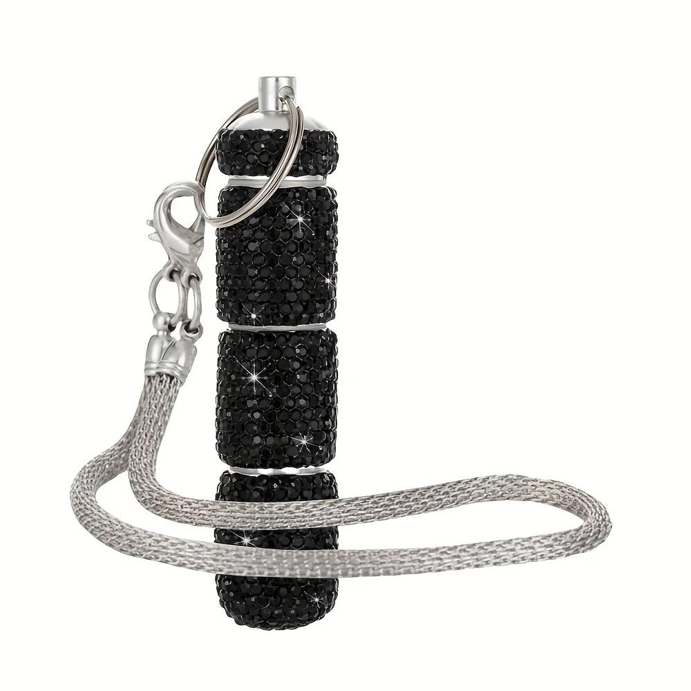 Блестящая таблетница Портативный дорожный контейнер для таблеток инкрустированный стразами Водонепроницаемый маленький держатель для таблеток с брелоком Милая коробка для хранения таблеток