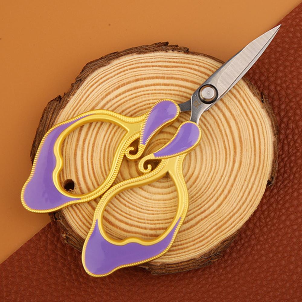 1pc Tailor Scissors Stainless Steel Fabric Cutter Enamel Trace Gold Silver Butterfly Courtly Luxury Old European Sewing Supply