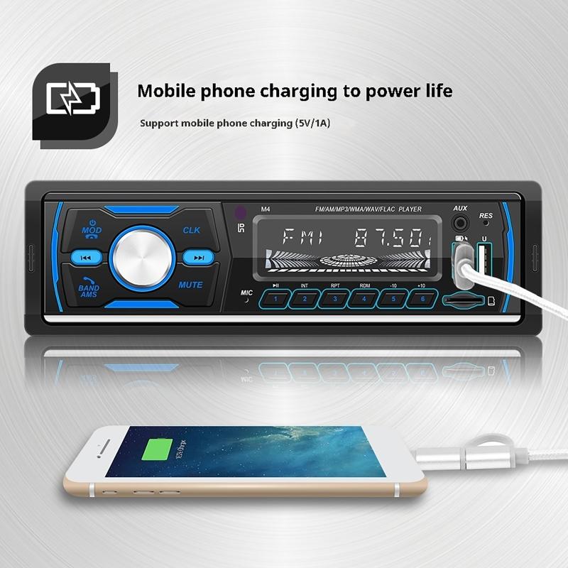 2026 Портативная автомагнитола FM AM DAB AUX RDS USB Bluetooth Одиночный 1 DIN Пульт дистанционного управления MP3-плеер 7-цветная подсветка Многофункциональное радио 12 В