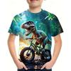 O'g'il bolalar uchun 3D dinozavr futbolka, qisqa yengli, yozgi bahorgi moda, asosiy, yillar, dumaloq yoqali, ko'chada, kundalik, oddiy, regular fit