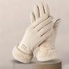 1 PAIR Ladies Winter Touch Gloves with Plush Lining, Thick Thermal Gloves, Durable Polyester
