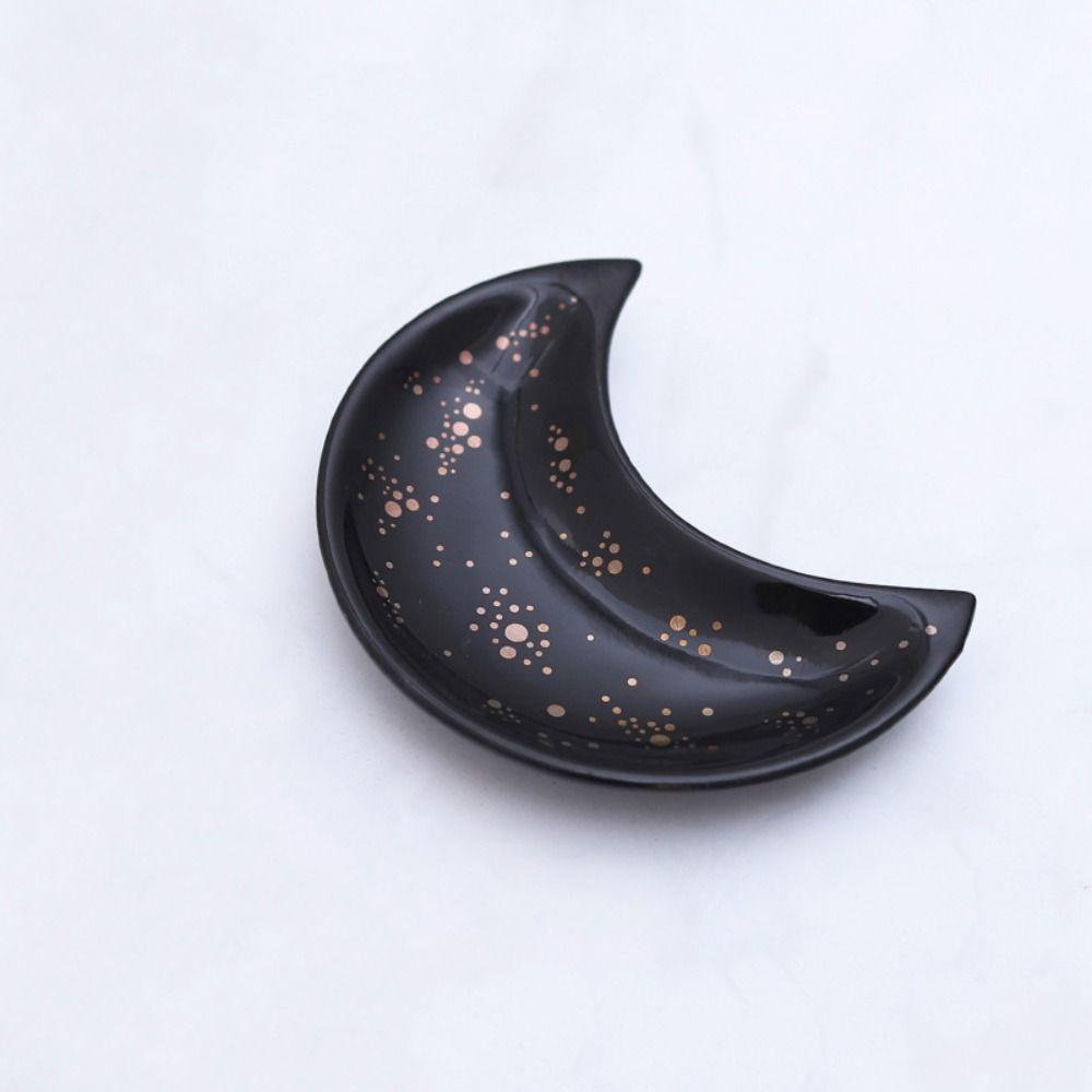 Ceramic Moon Shape Jewelry Dish Minimalist Key Storage Holder Desktop Ornaments