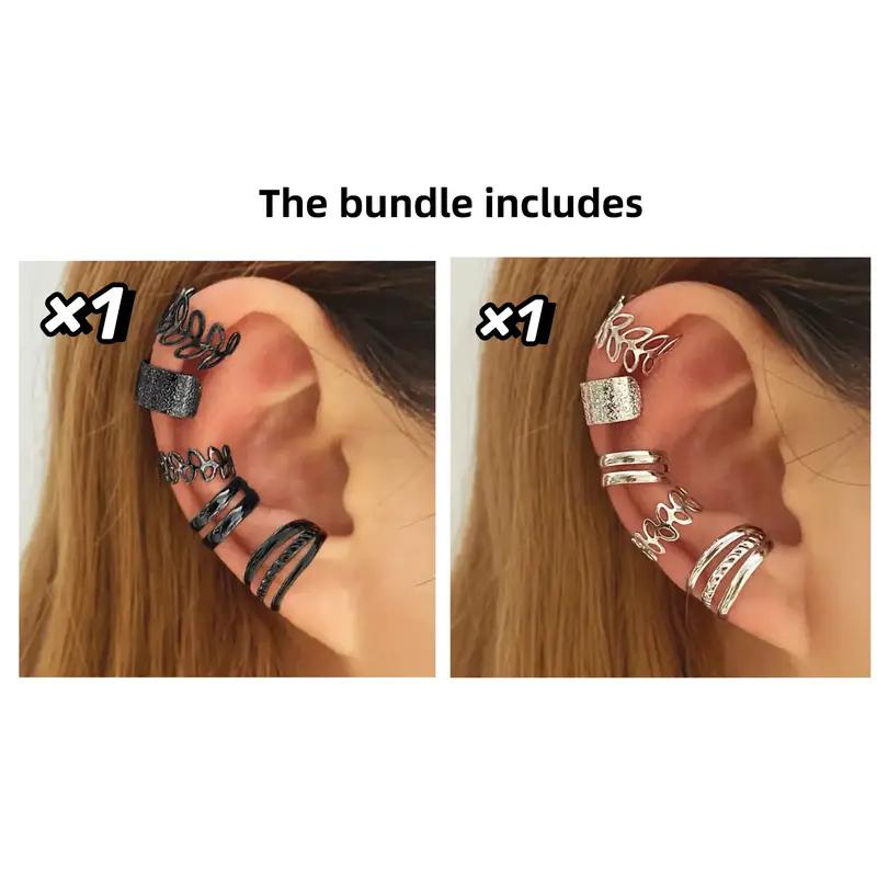 Good Gold 5-piece Set U-shaped Cartilage double-C No Ear Hole Personality 10PCS Holiday Gifts Double-layer Gold Foil Creativity Hollow Ear Clip