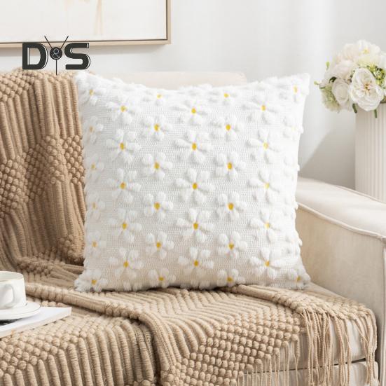 Plush Rabbit Pillow Cover 18 X 18 Inch Throw Pillow Cover Farmhouse Decor Pillow Case with Invisible Zipper for Sofa Bed Car Spring Decoration