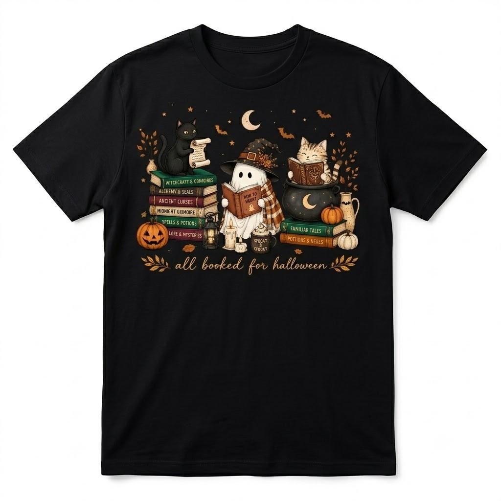 All Booked For Halloween V3 Halloween Graphic Black T Shirt Gift For Friends