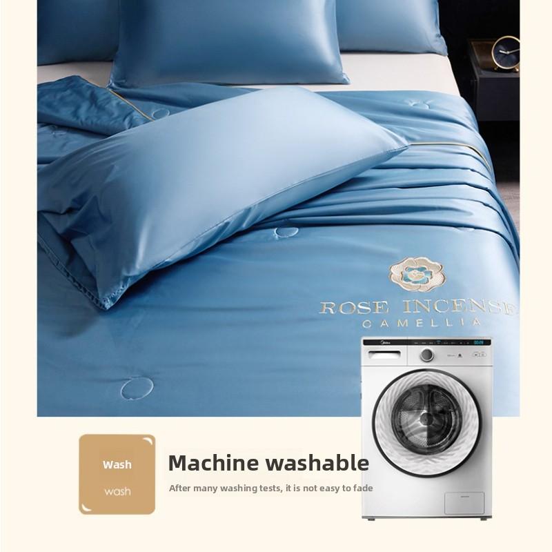 1Pc Spring and Summer New Quilt Thin Quilt Cool Washed Ice Silk Embroidered Summer Quilt Summer Cool Quilt Air-Conditioned Quilt