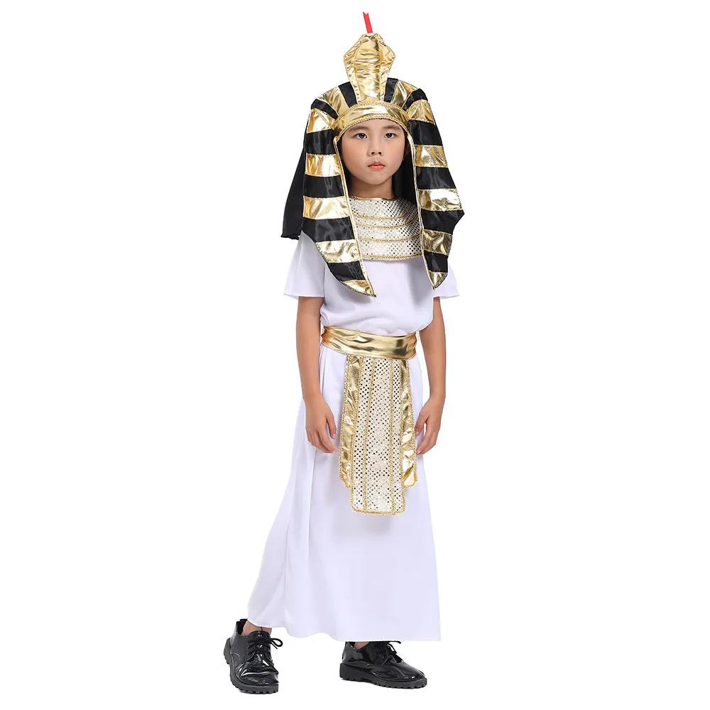 Sydanne Kids Ancient Egyptian King Pharaoh Robe Jumpsuit Cosplay Costume Halloween Dance Stage Performance Clothes