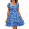 Women's Sleeve Dress Summer Dress Square Short A-Line Flowy Ruffle Beach