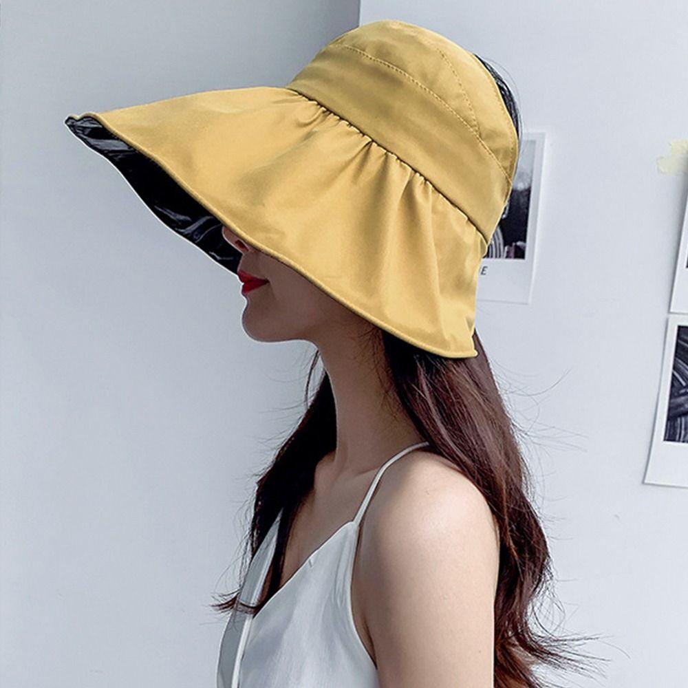 Women Summer Foldable Wide Brim Panama Hat Beach Cap Sunshade Hat Sun Cap Bucket Hat
