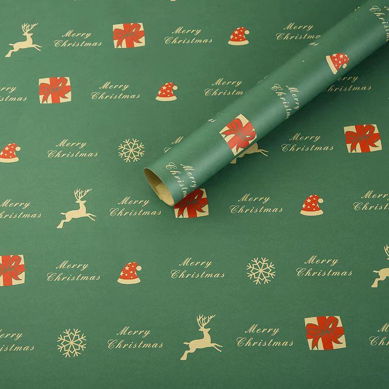52*75см Рождественская подарочная упаковочная крафт-бумага Новый год День рождения Подарочная упаковка Декор DIY Изделия из бумаги Упаковочная бумага для цветов Украшение