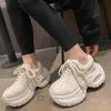 Сетчатые дышащие утолщенная подошва увеличивающие рост кожаные воздушная подушка папины кроссовки женские ретро полировка 2025 весна новая спортивная и повседневная обувь
