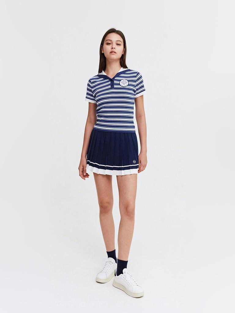 Свитер SERGIO TACCHINI W Sabatini в полоску с воротником-стойкой и коротким рукавом