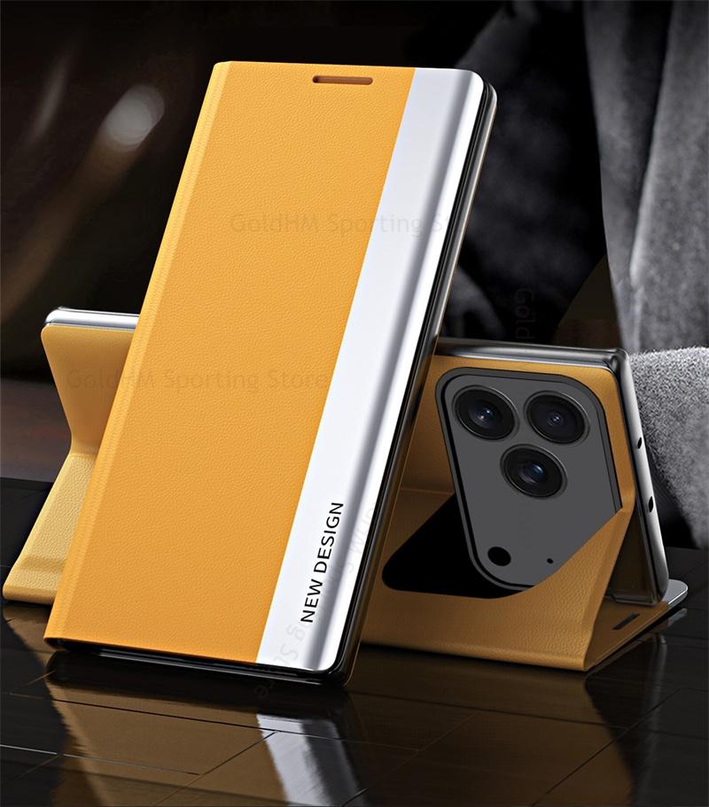 Cases For iPhone 17 Pro Max 5G 6D Plating Leather Phone Kickstand Case For Apple 17 Air 16e 15 Pro Max 14 Plus Full Protection Magnet Book Stand Cover