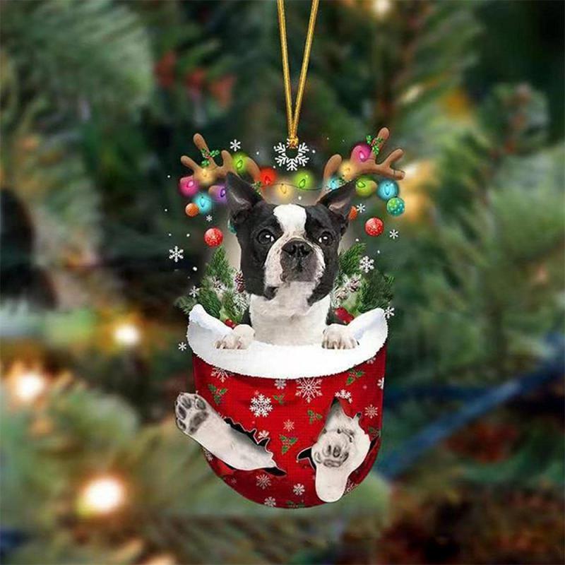 Acrylic Dog Christmas Tree Pendant Good-Looking Handmade Dog Christmas Ornament Hanging Cartoon Christmas Decoration Office