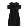 Элегантное летнее платье с открытыми плечами и бриллиантовым маникюром для женщин