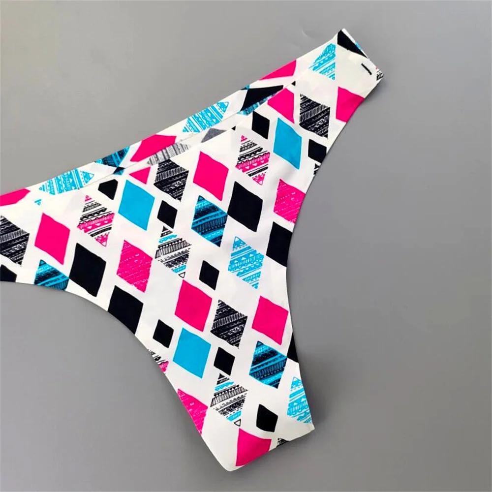 3 шт. Леопардовые стринги Женские трусики с принтом Ледяной шелк Бесшовные Цельные Женские Сексуальные стринги Нижнее белье Большой размер