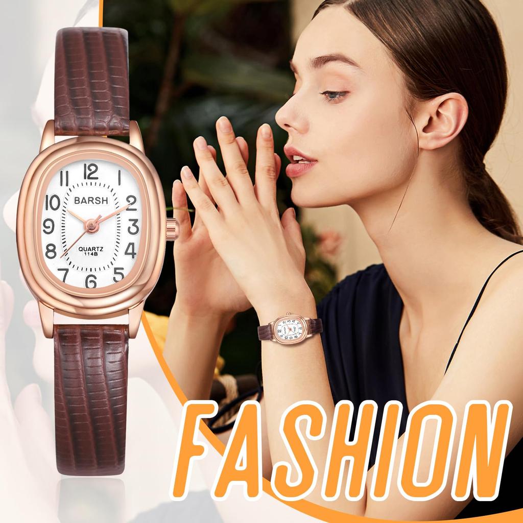 Часы с кожаным ремешком, простые овальные аналоговые водонепроницаемые кожаные ремни, повседневные, деловые, модные, аксессуары для часов, подарок на день рождения, Рождество, женский