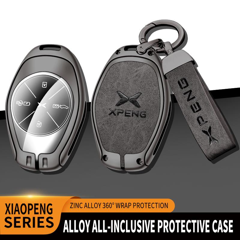 Zinc Alloy Leather Car Remote Key Cover Xpeng P7 P7I P5 G3 G3I G9 G6 Key Fob Car Key Case Protective Cover Auto Accessories