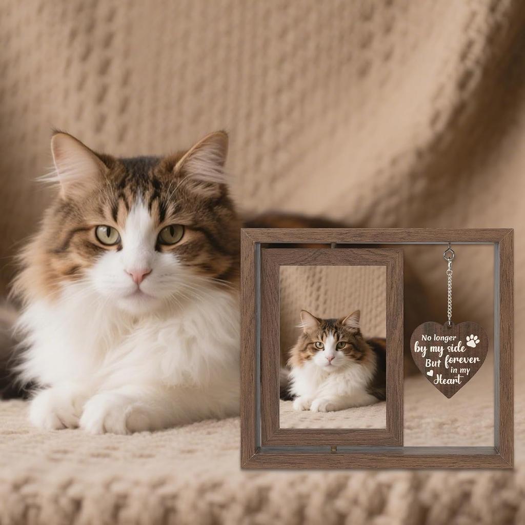 Pet Memorial Gifts for Loss of Dog, 4x6 Rotating Wooden Picture Frame, Loss of Dog Sympathy Gift- Pet Bereavement Remembrance Gifts
