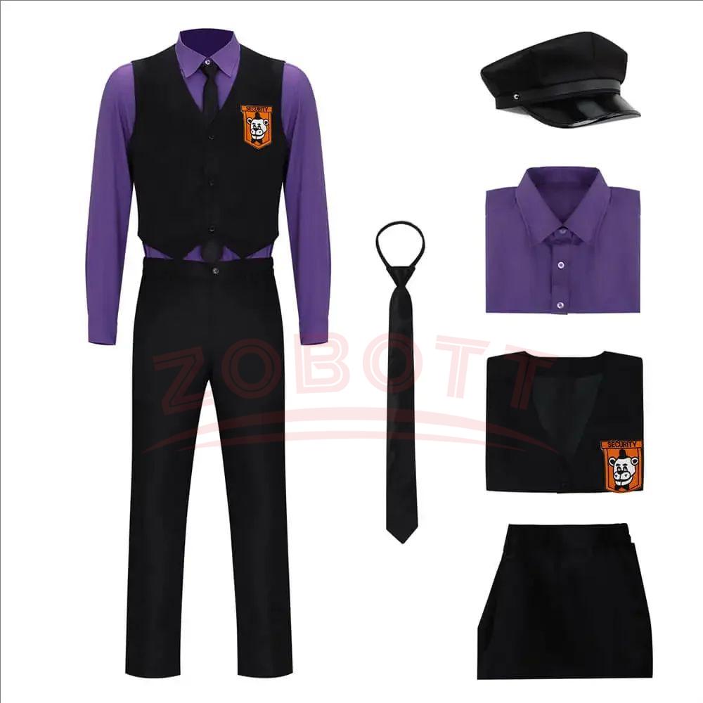 Костюм для косплея Уильяма Афтона FNaF Костюм Фиолетового Человека Пять Ночей /у Фредди Костюм Додзинси Костюм для ролевых игр Хэллоуин Вечеринка Форма