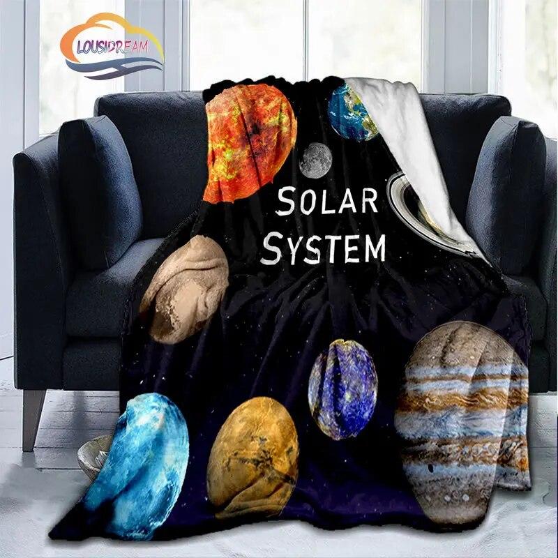 Space Universe and Many Planets In Galaxy Series Fashion Flannel Blanket Solar System Wallpaper Blanket Sofa Bed Warm