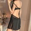 Sexy Lingerie Sexy Mesh Perspective Steel Ring Gathering Suspenders Nightdress Lace Pajamas Uniform Temptation 6508