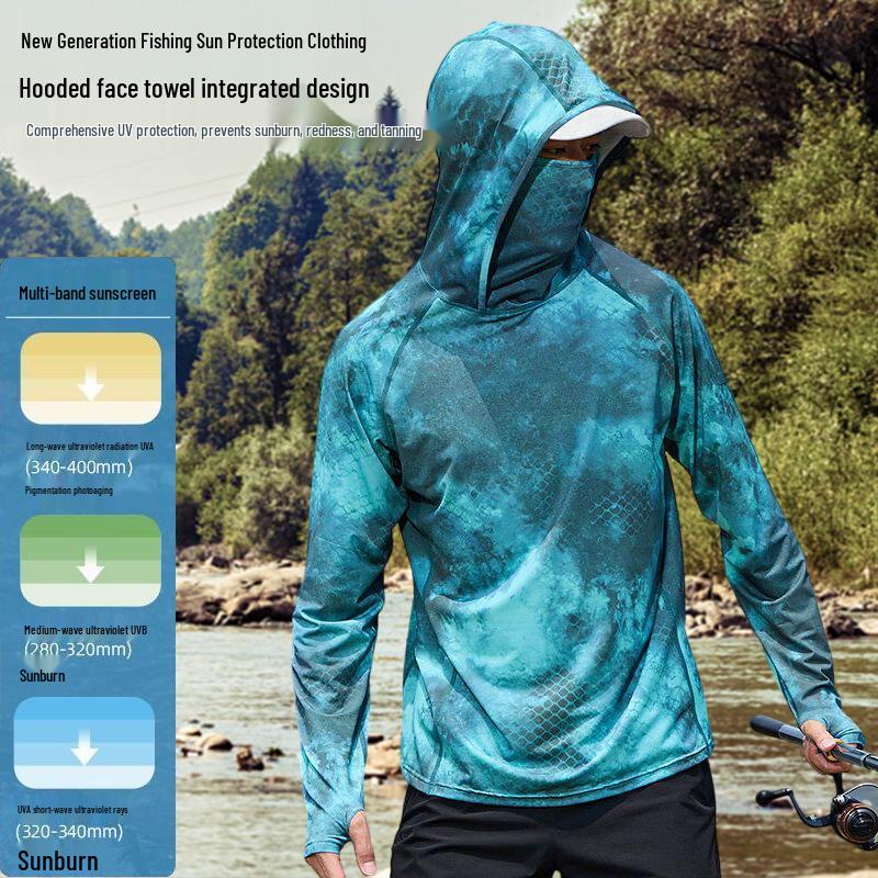 Men's UV Protection Quick-Dry Fishing Suit - Lightweight Summer Ice Silk with Sun Protection Face Covering