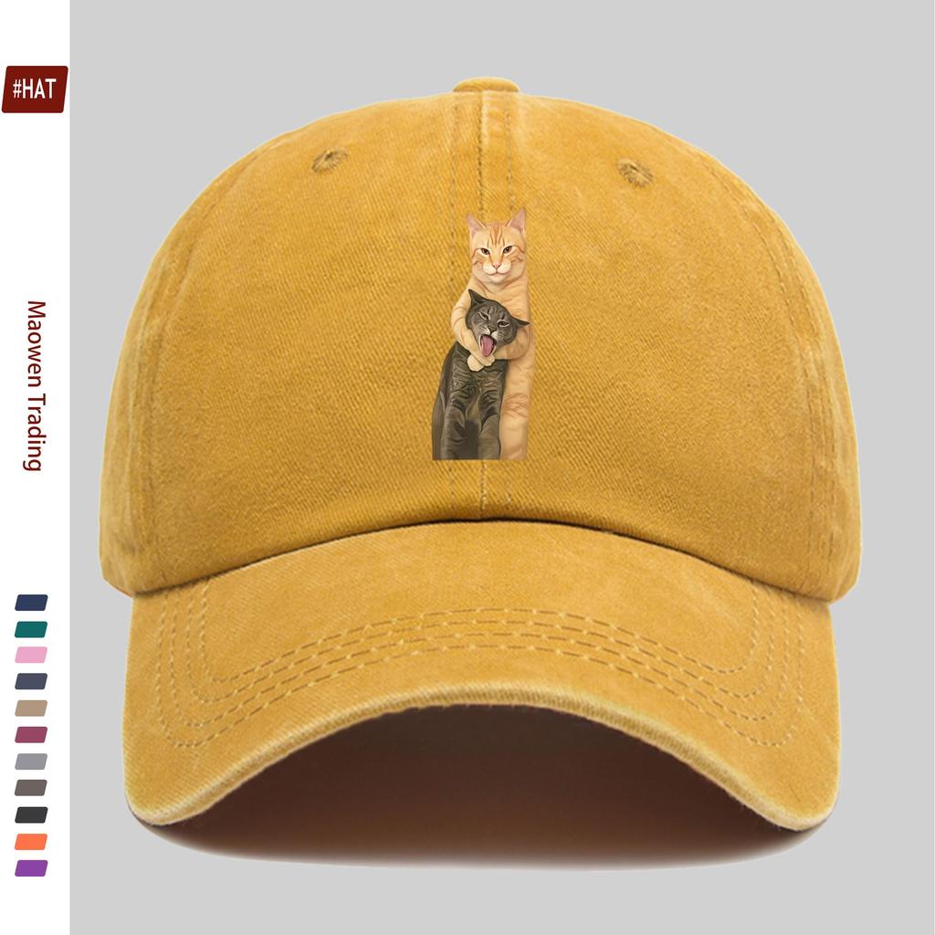 pc MenS and WomenS Cat Lover Baseball Cap with Cat Hugging Design Easy Sun Hat Truck Driver Decorative Cap with Adjustabl