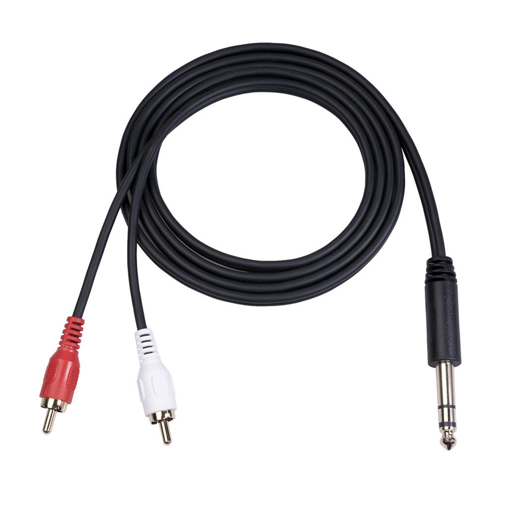 6.35mm Male To Dual RCA Male Cable 1/4 Inch To Double RCA Stereo Audio Cable Gold Plated 4.9Ft TV