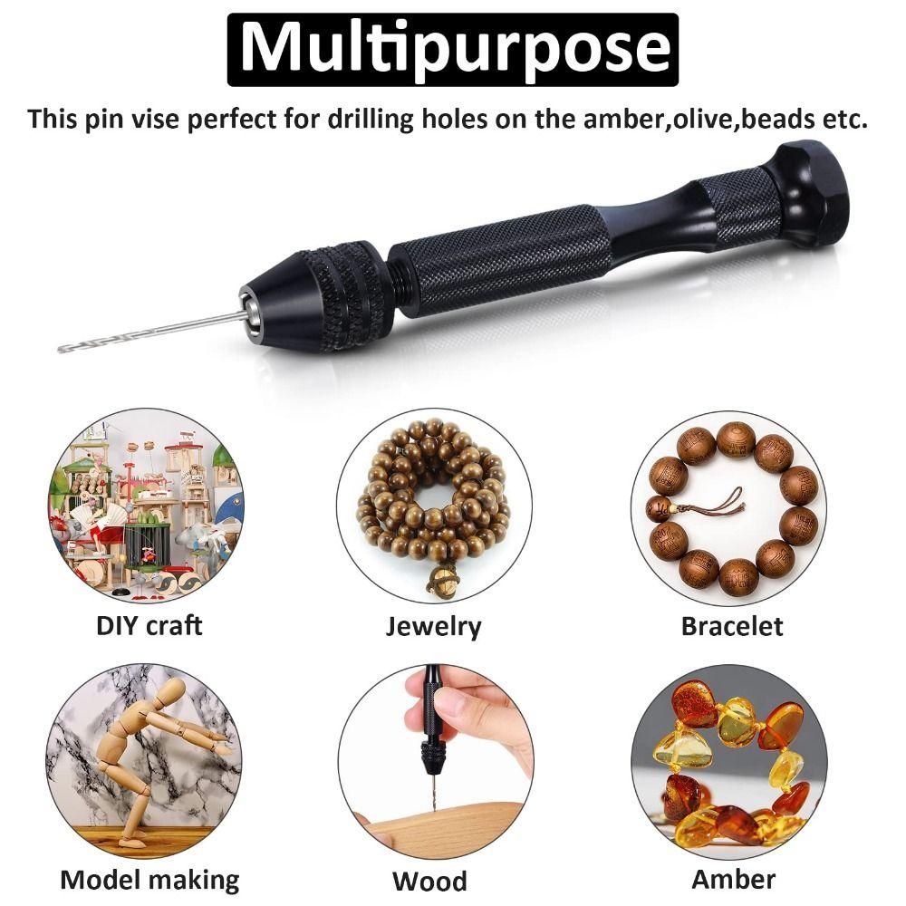 Pin Vise Hand Twist Drills Set 0.6-3mm Micro Drill Bits Plastic Craft Drill Bits Set Polymer Clay