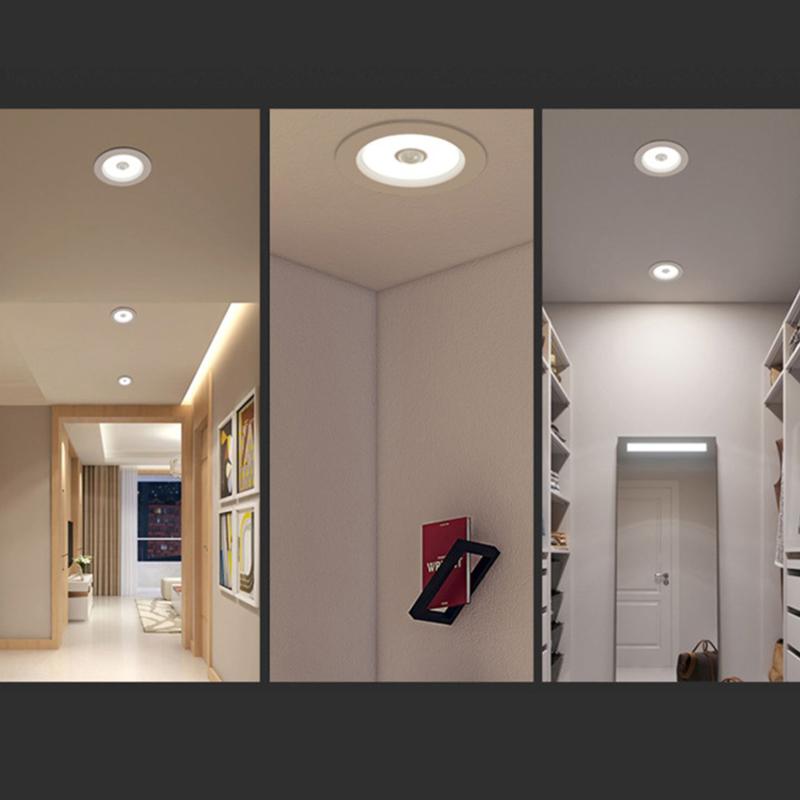 Датчик движения тела человека Точечный светодиодный встраиваемый светильник Lamparas 220 В Потолочный светильник 5 Вт 7 Вт 9 Вт Холодный белый Панельный светильник Для коридора Лестницы Склада