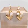Корейские трендовые серьги-капли с цирконом в форме сердца для женщин, модные серьги с искусственным жемчугом, ювелирные изделия, свадебные аксессуары