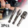 3 Pcs Socket Adapter Set Hex Shank Impact Driver Drill Bits Accessories