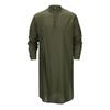 Men's Cotton Linen Kaftan Long Sleeve O-Neck Robe Solid Color Button-up Collar Thobe Breathable