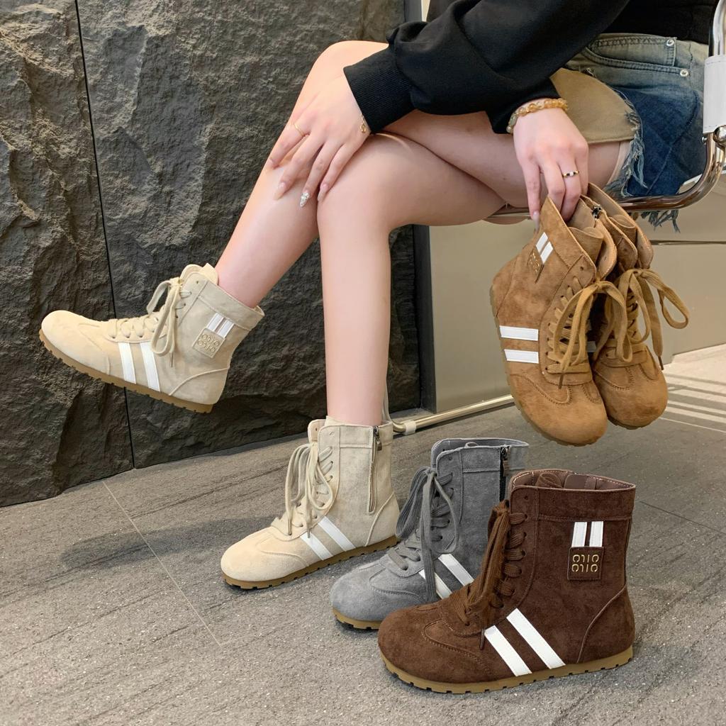 Internal Heightening Women's Boots Popular Flat-bottomed Casual Versatile Niche Sports Small Lace-up Martin Boots Women