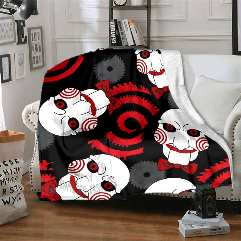 Saw Movie Flannel Blanket Soft All-Season Throw, Design for Camping, Car Travel, Hiking Sofa, Bed, Office Perfect Gift for Parties