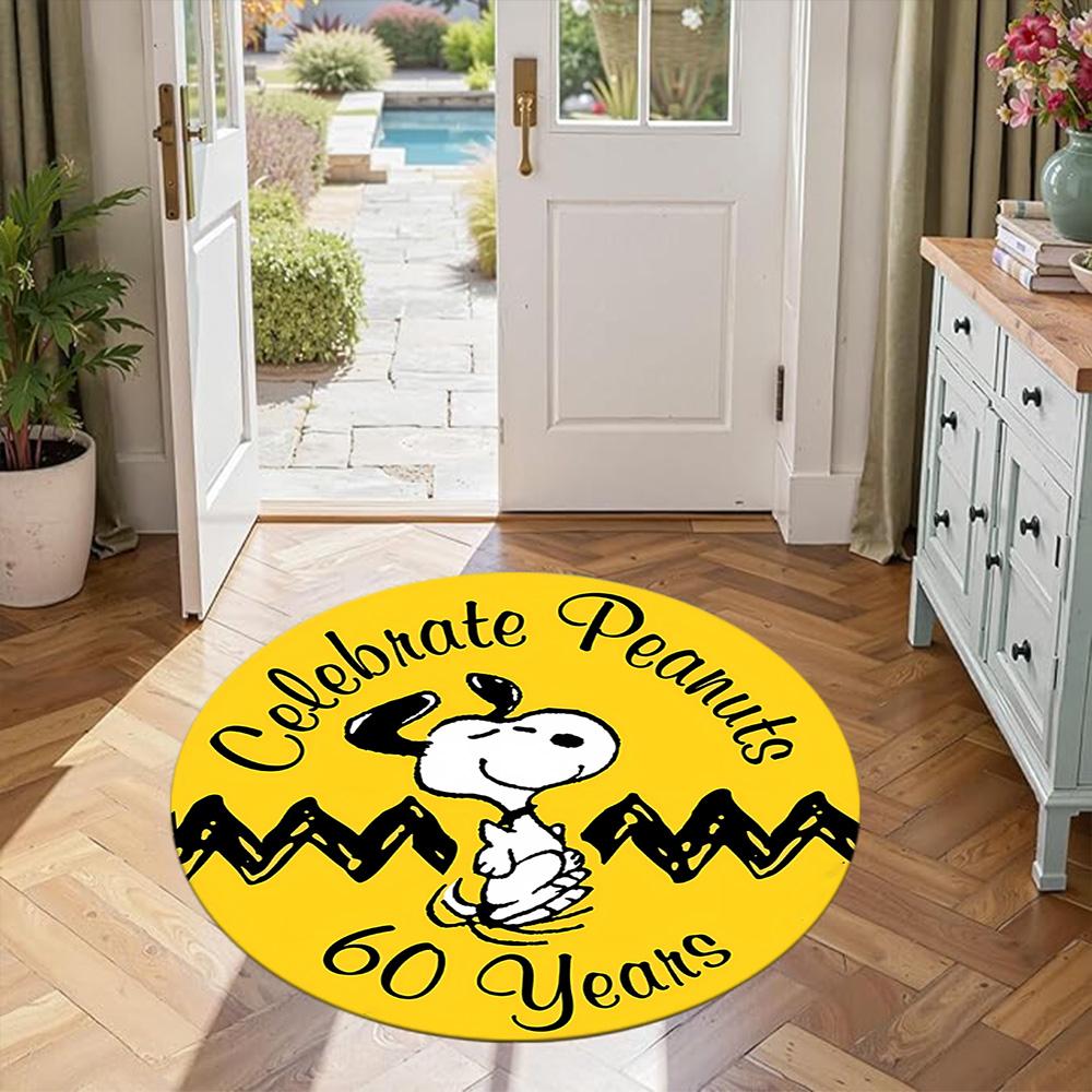 Snoopy Round Area Rug Perfect for Hallway Outdoor Dormitory Dining Room Antislip Round Carpet Anime Office Decor Gift for Festivals