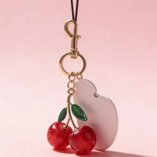Брелок Подвеска Смола Вишневый Дизайн Брелок с Ветками из Золотого Сплава Надежная Застежка-Лобстер Крючок от Потери Сумки Ключи Аксессуары для Телефона
