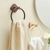 BAKALA Ванная комната Деревянное кольцо для полотенец Самостоятельный держатель полотенец Настенные вешалки для полотенец для кухни Ванная комната Аксессуары без сверления