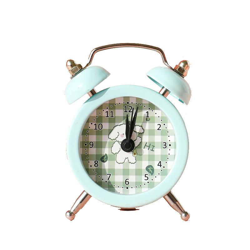 Бесшумный маленький будильник мальчик мультяшный ребенок студентка мини милый спальня прикроватный креативный громкий звук настольные часы