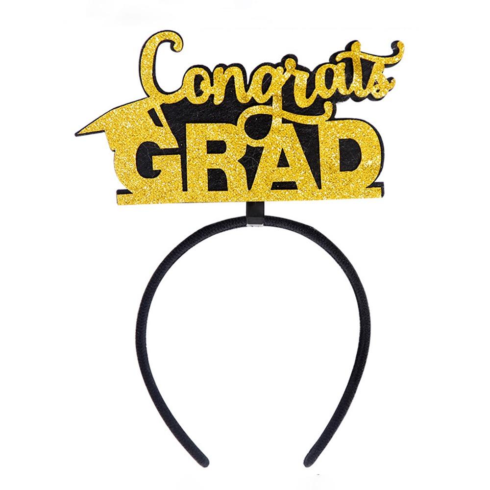 Celebrate Graduation Cap Headband Non-slip Colorful Bachelor Cap Hair Hoop Personality Shiny Doctoral Hat Headdress