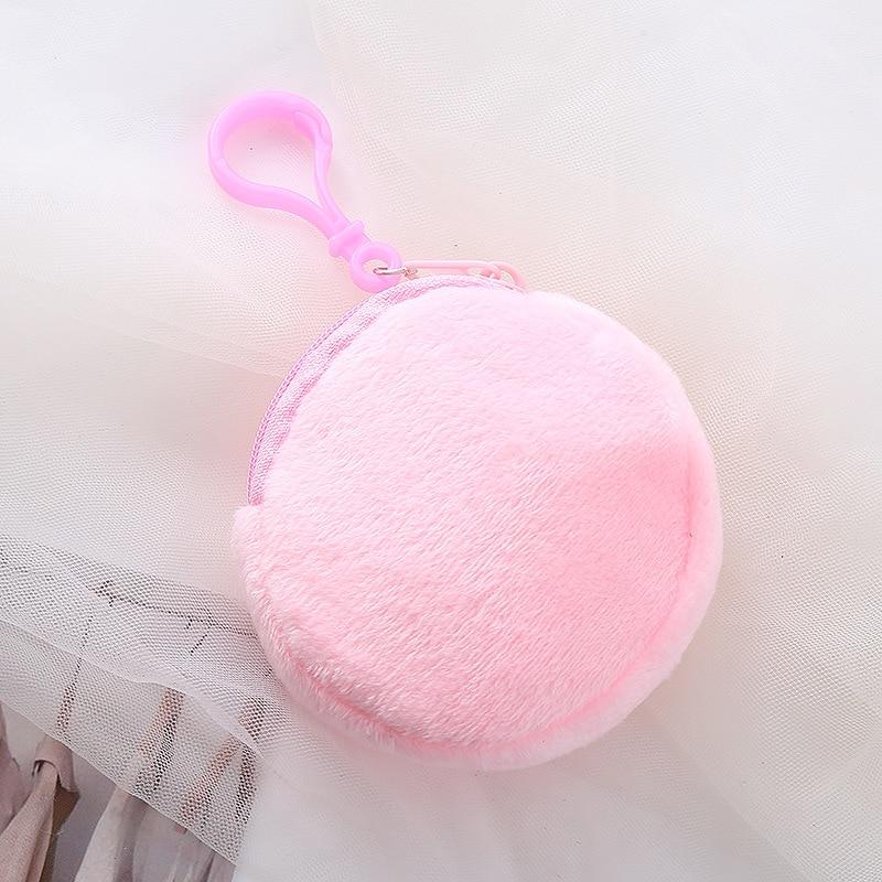 Soft Plush Round Coin Bags Purse Small Coin Money Pouch Wallet Portable Keyring Keychain Earphone Storage Clutch Bags Organizer