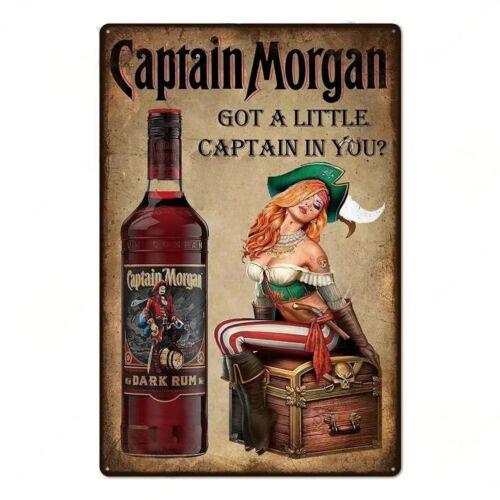 DORA Tin Sign dCaptain Rum Pirate Metal Sign Vintage Wall Art Man Cave Decor Retro