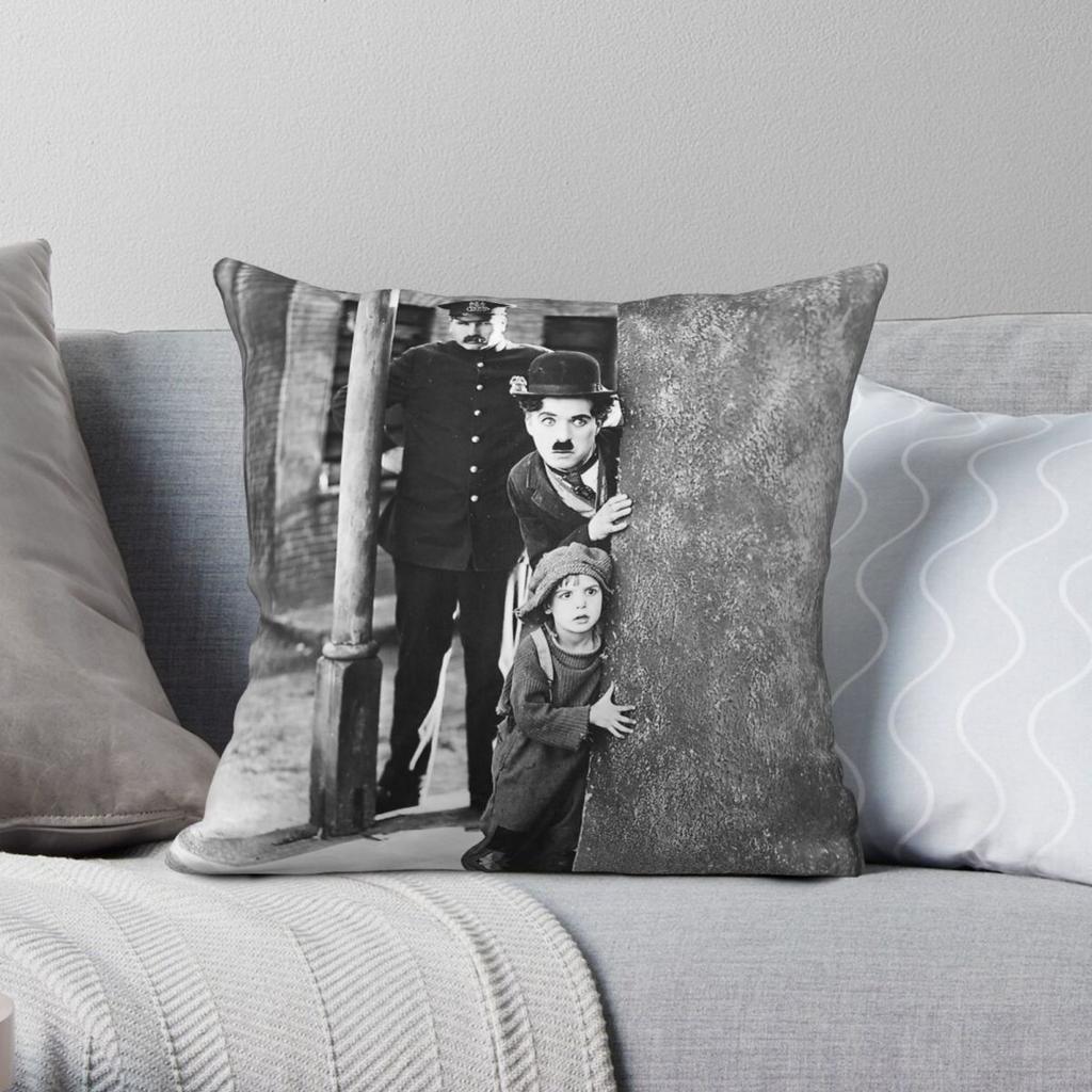 Charlie Chaplin The Kid Square Pillowcase Polyester Linen Velvet Pattern Zip Decor Room Cushion Case