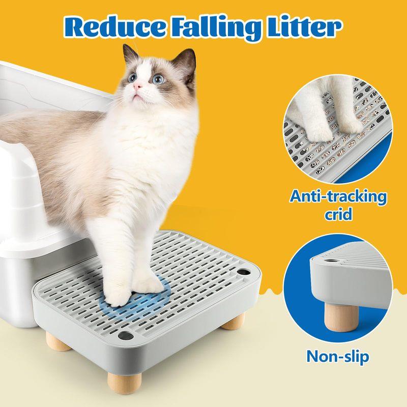 Cat Litter Box Step Stool with Catcher Ramp for Elderly Cats Mesh Tray Fits Most Litter Boxes 30 x 20 x 9 Cm for Small